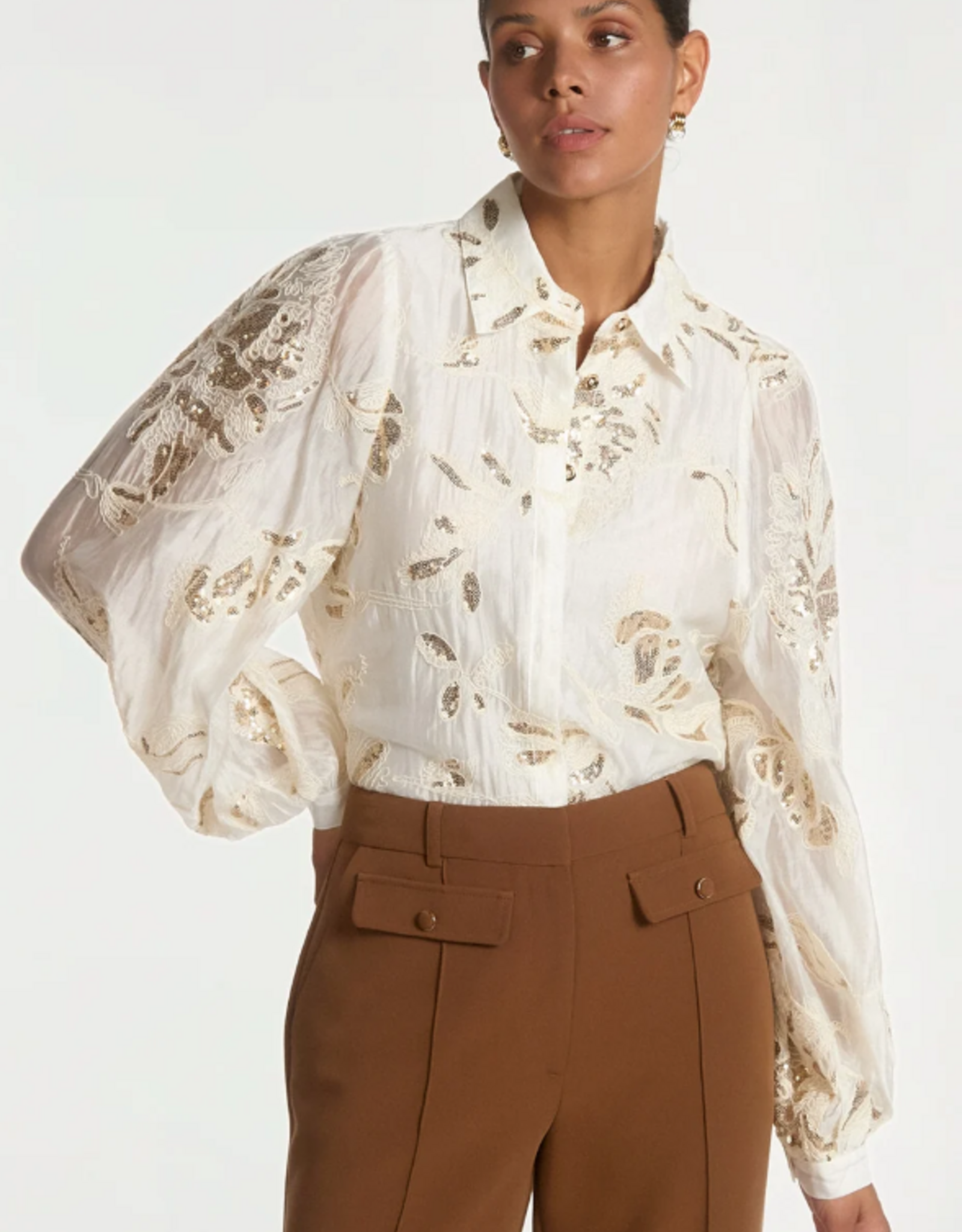 Aaiko Rose Sequince Blouse Cream