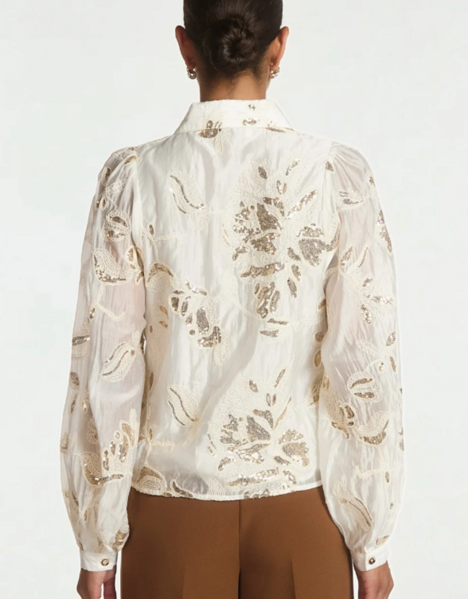 Aaiko Rose Sequince Blouse Cream