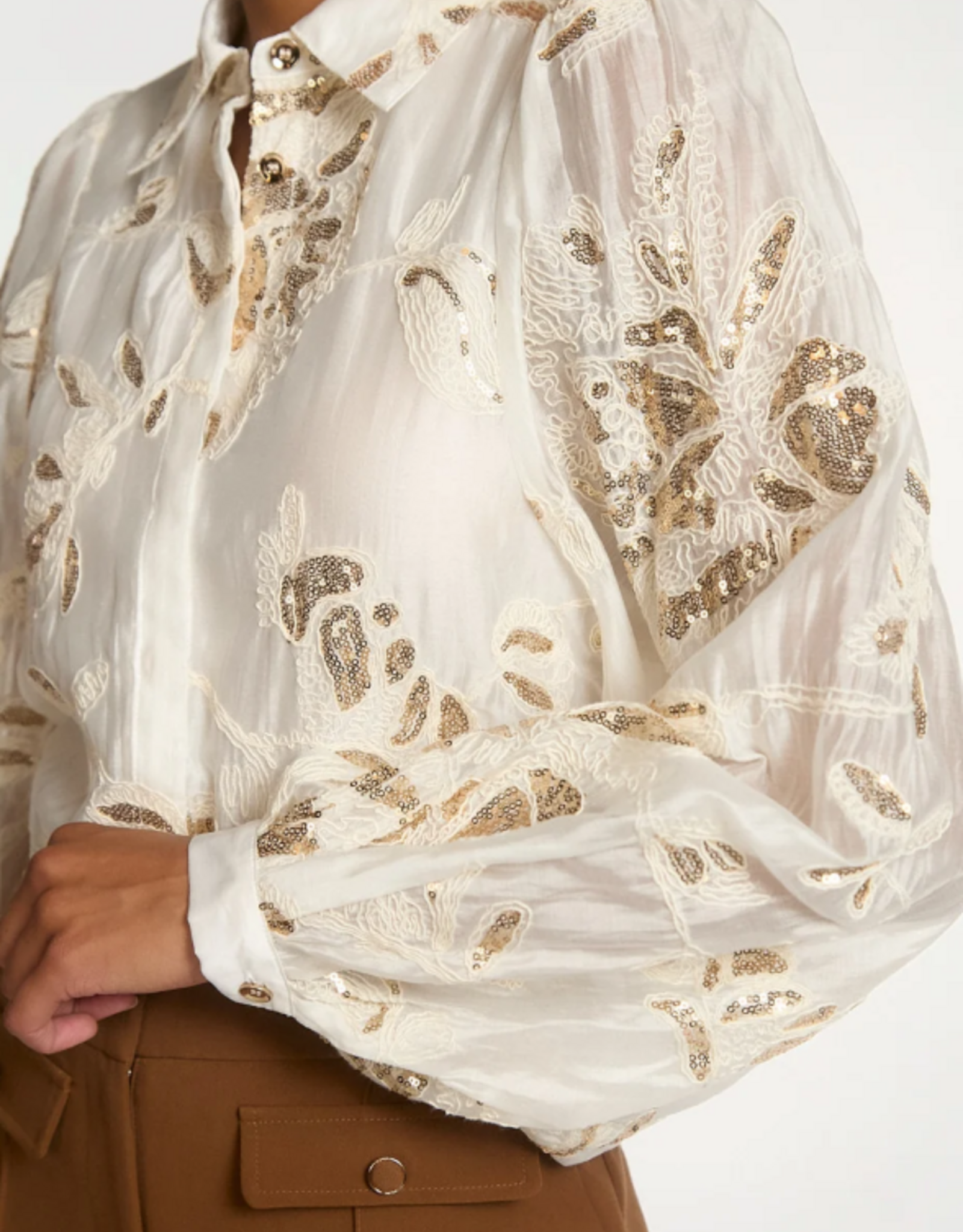 Aaiko Rose Sequince Blouse Cream