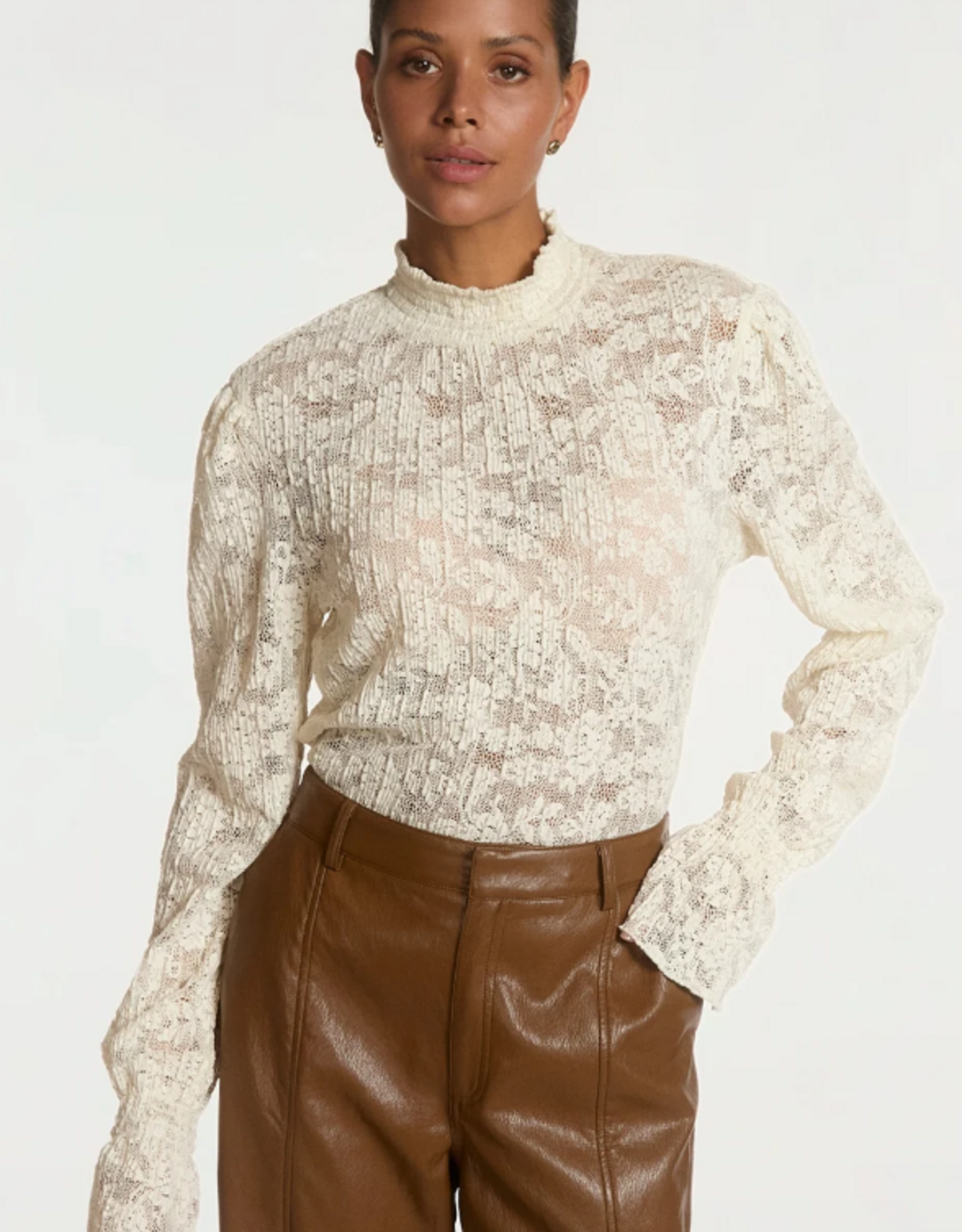 Aaiko Tory Plisse Top Cream