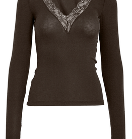 Minus Milli Long Sleeve Lace T-Shirt Bracken Brown
