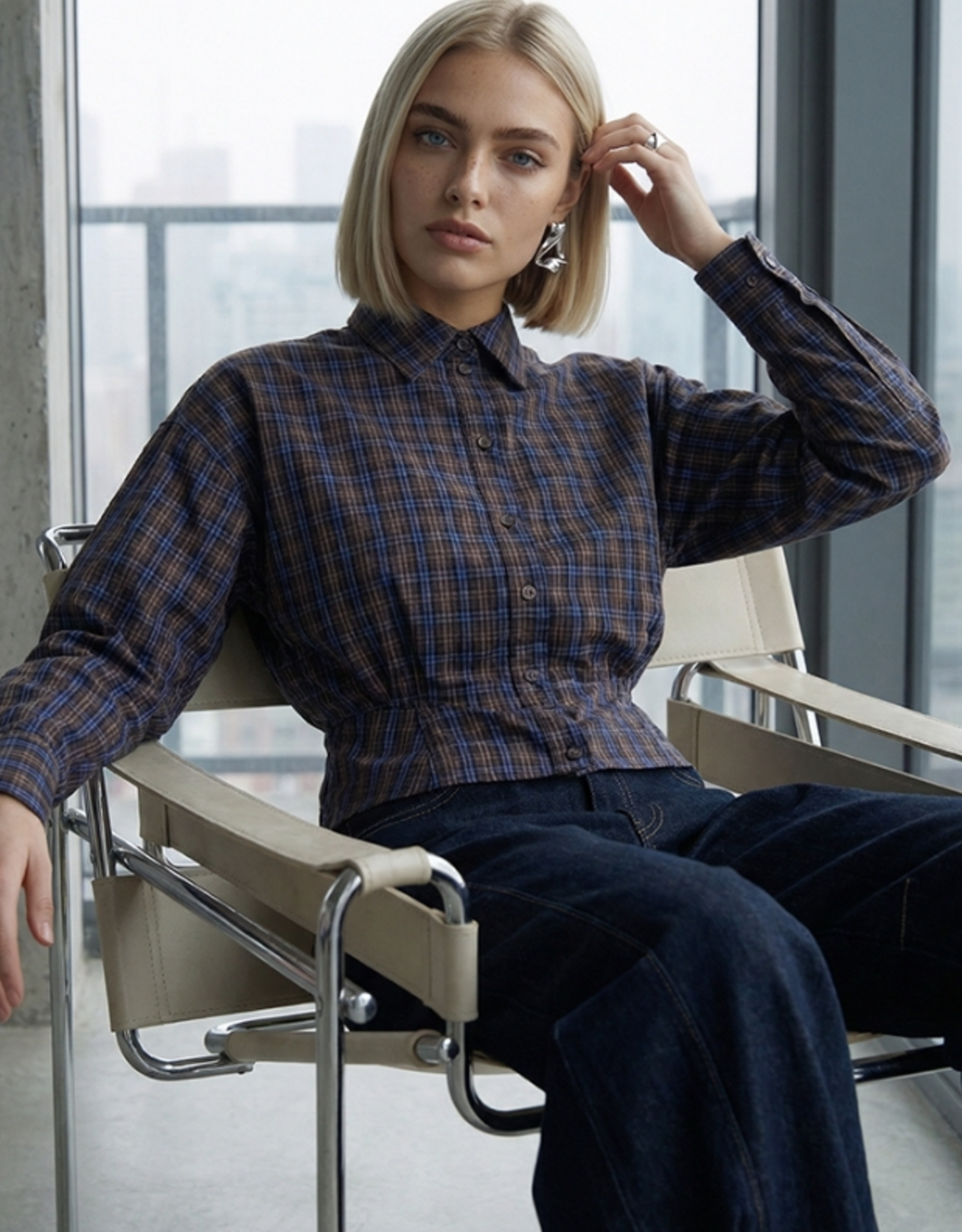 Minus Christi Shirt Royal Blue Checked