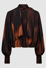 Cph Muse 211962 Laura Balloon Fit Blouse  Scarf Detail Umber Black