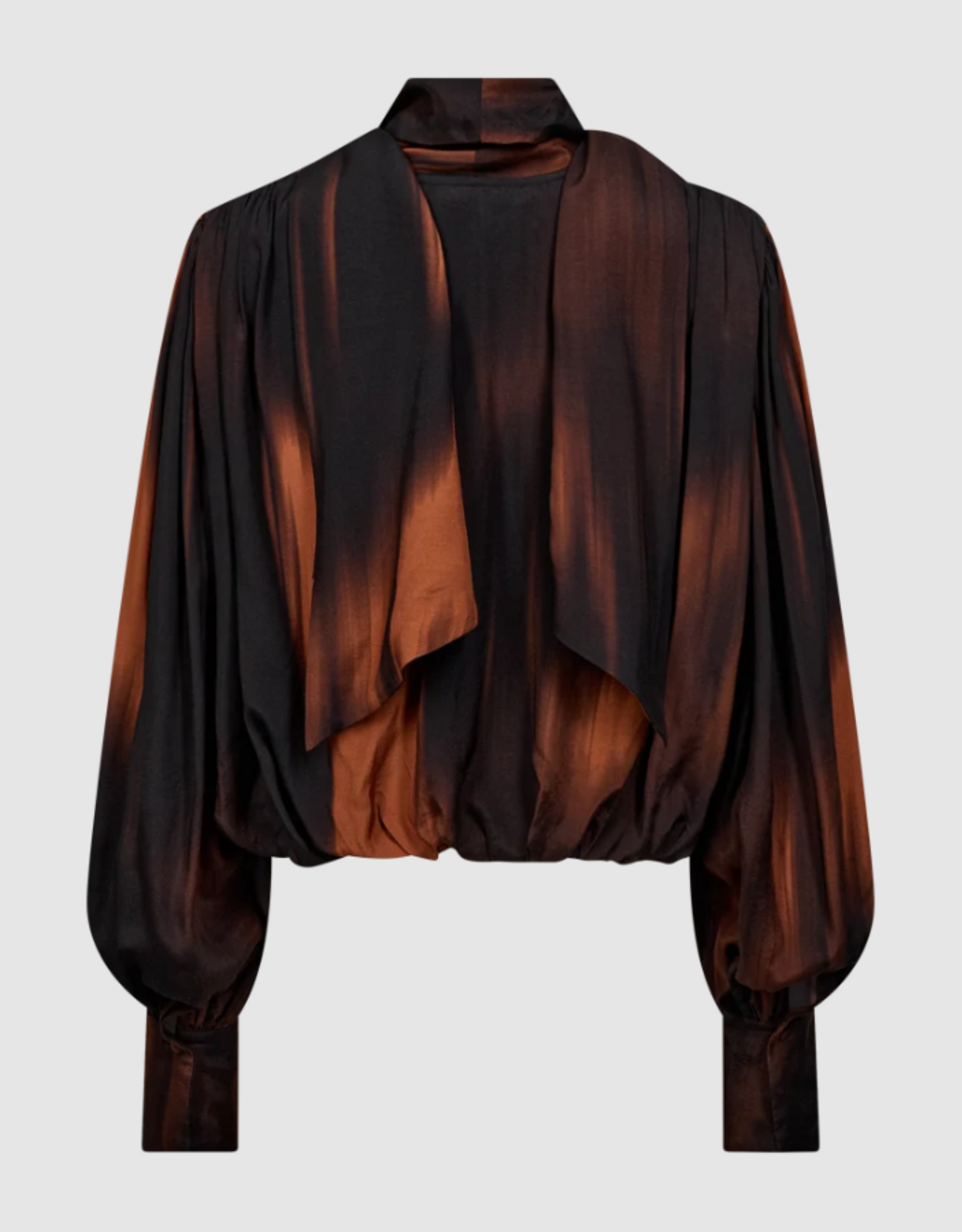 Cph Muse 211962 Laura Balloon Fit Blouse  Scarf Detail Umber Black