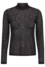 Co'Couture Clyra Stone Mesh Roll Neck Black
