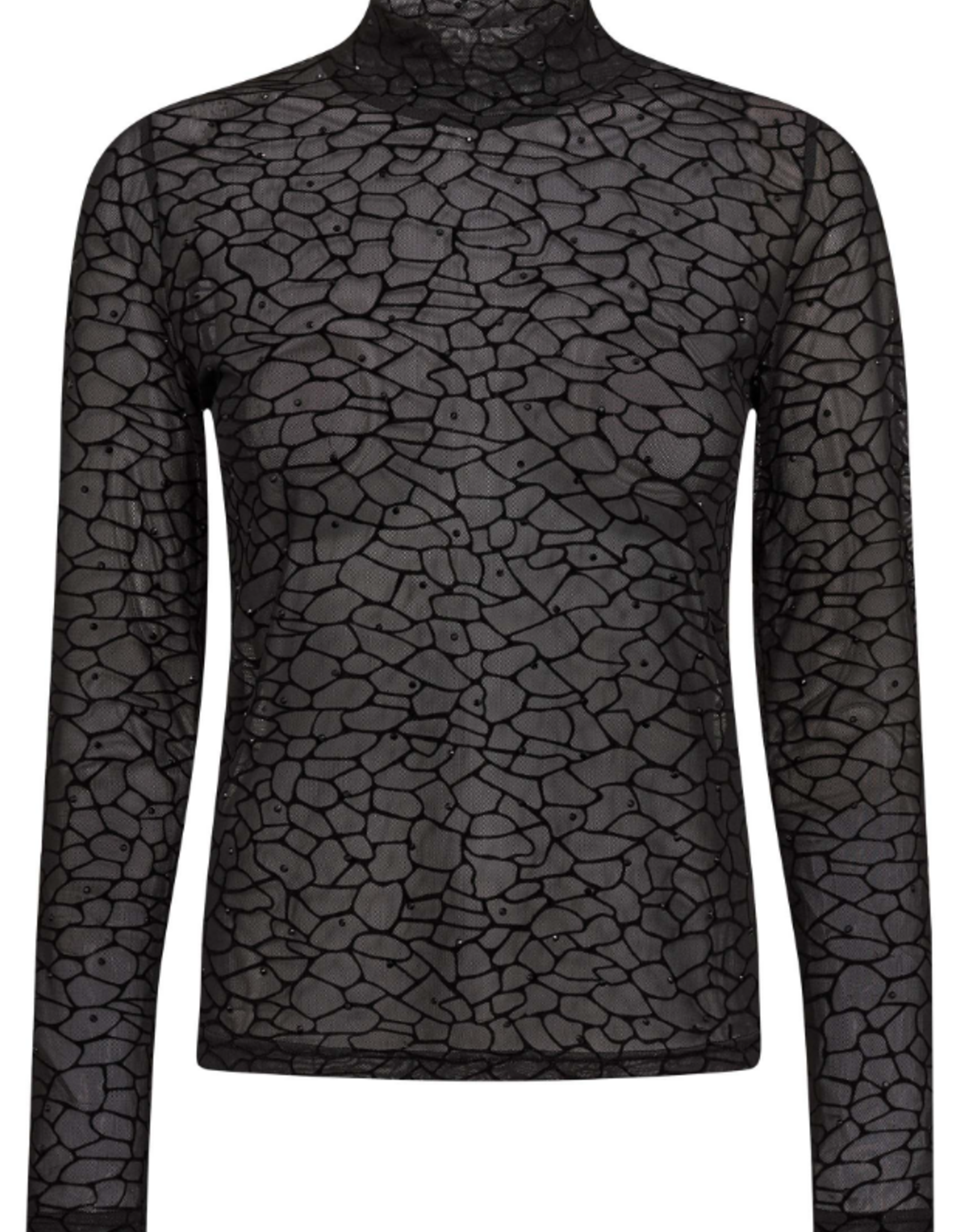 Co'Couture Clyra Stone Mesh Roll Neck Black