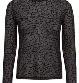 Co'Couture Clyra Stone Mesh Roll Neck Black
