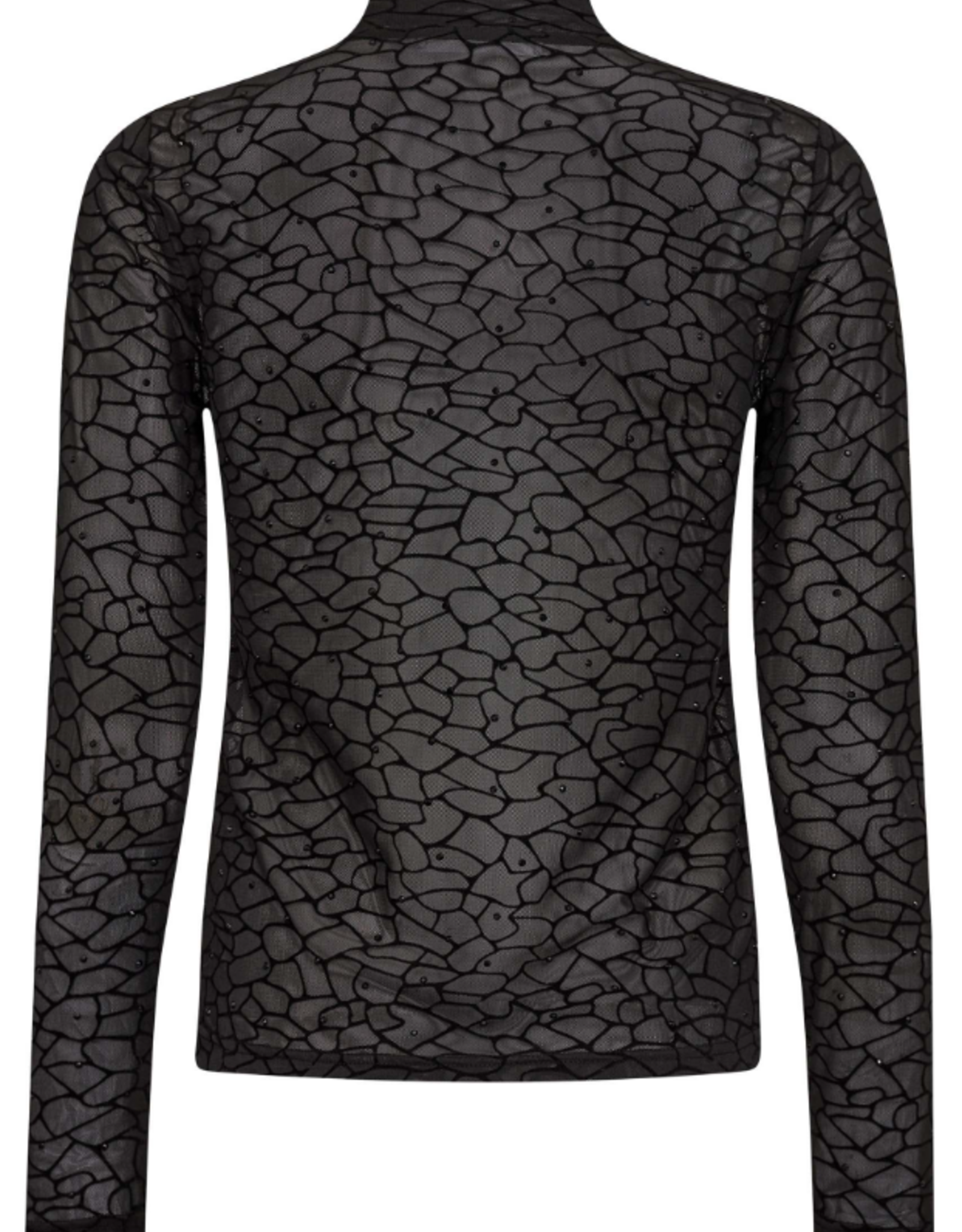 Co'Couture Clyra Stone Mesh Roll Neck Black