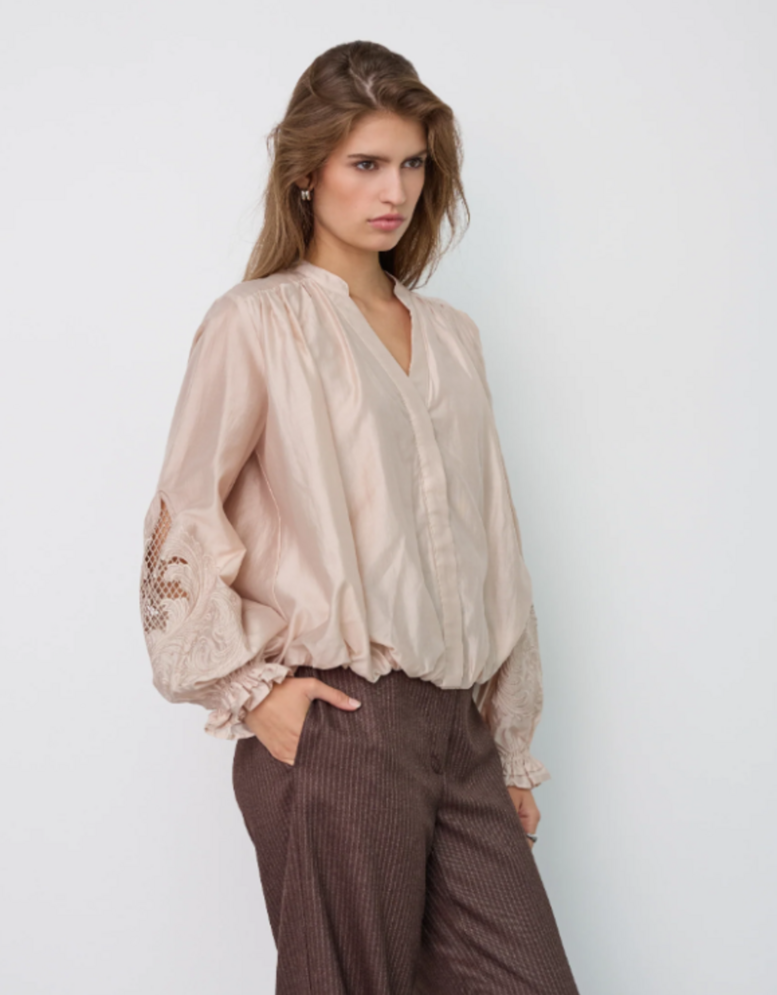 Co'Couture Melin Balloon Emb Shirt Champagne