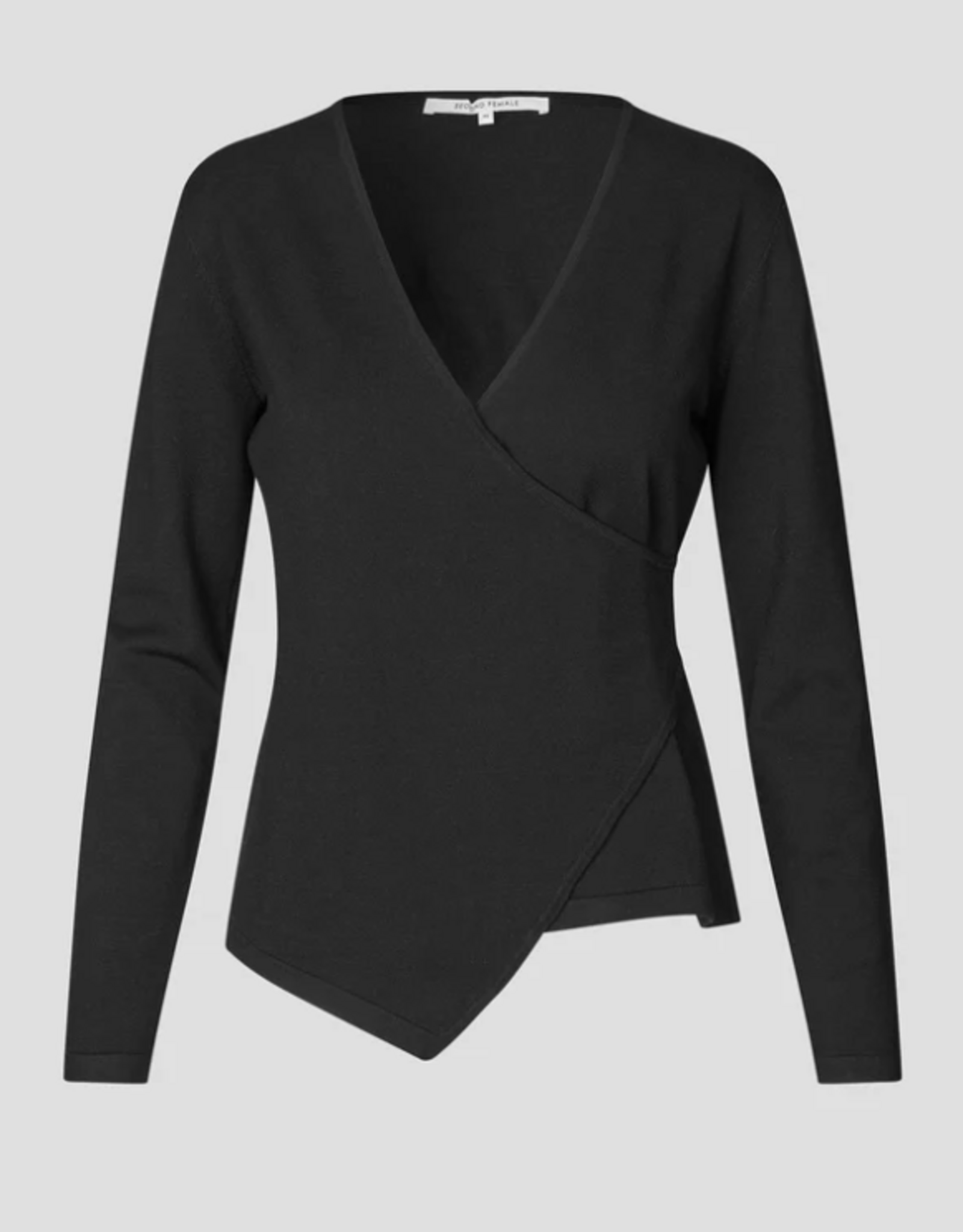 Second Female Stina Knit Wrap V-Neck Black