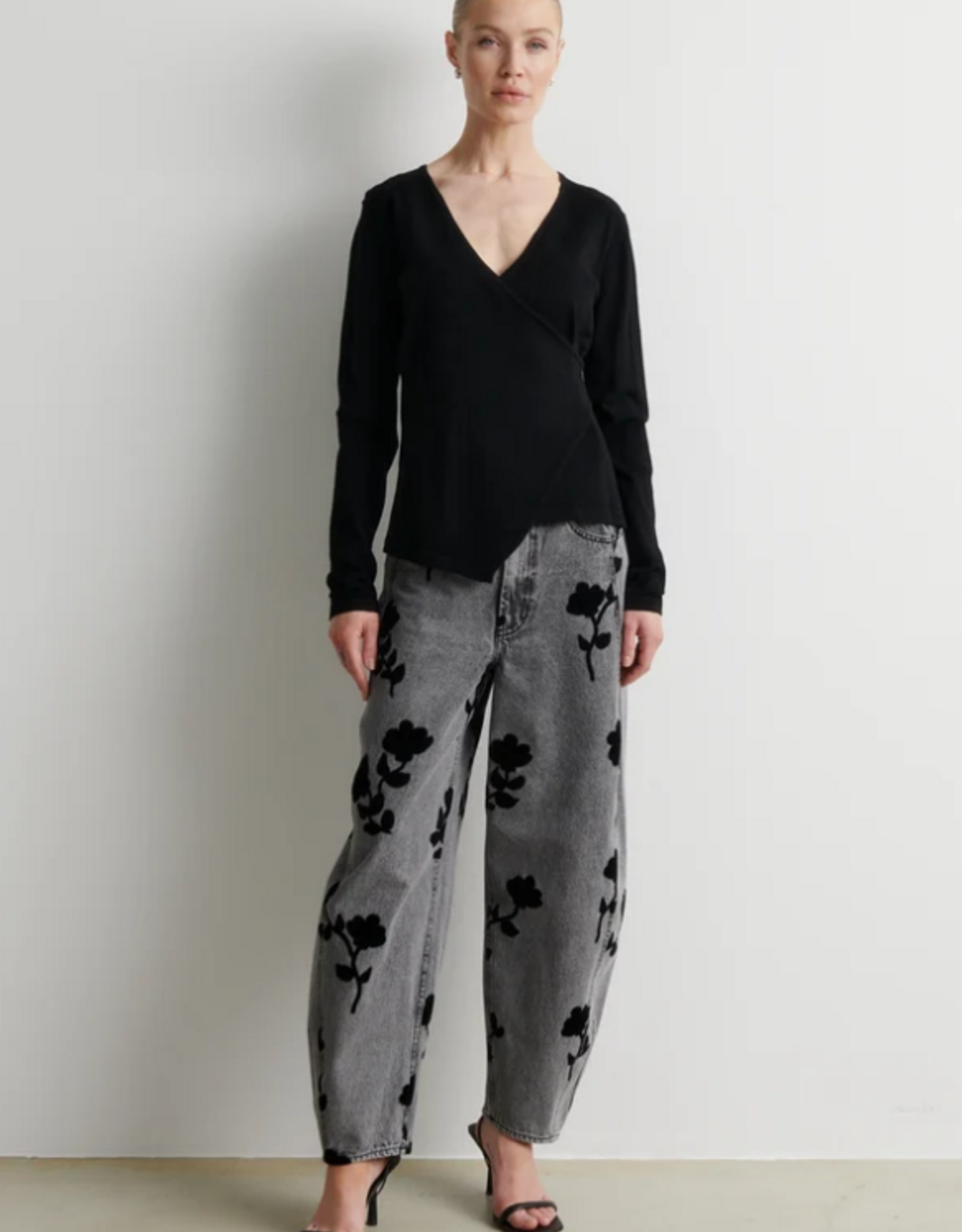 Second Female Stina Knit Wrap V-Neck Black