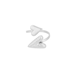 Ring double heart zilver
