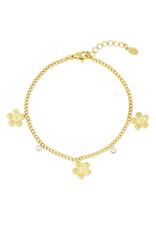 Armband flower & stone goud