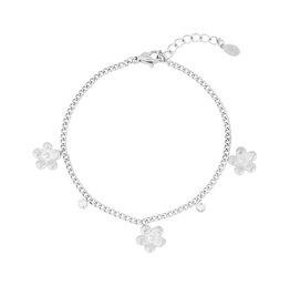 `Armband flower & stone zilver