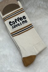 Socks Coffee saves me  ecru (36-44)