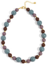 Ketting kralen blauw/bordeaux/paars
