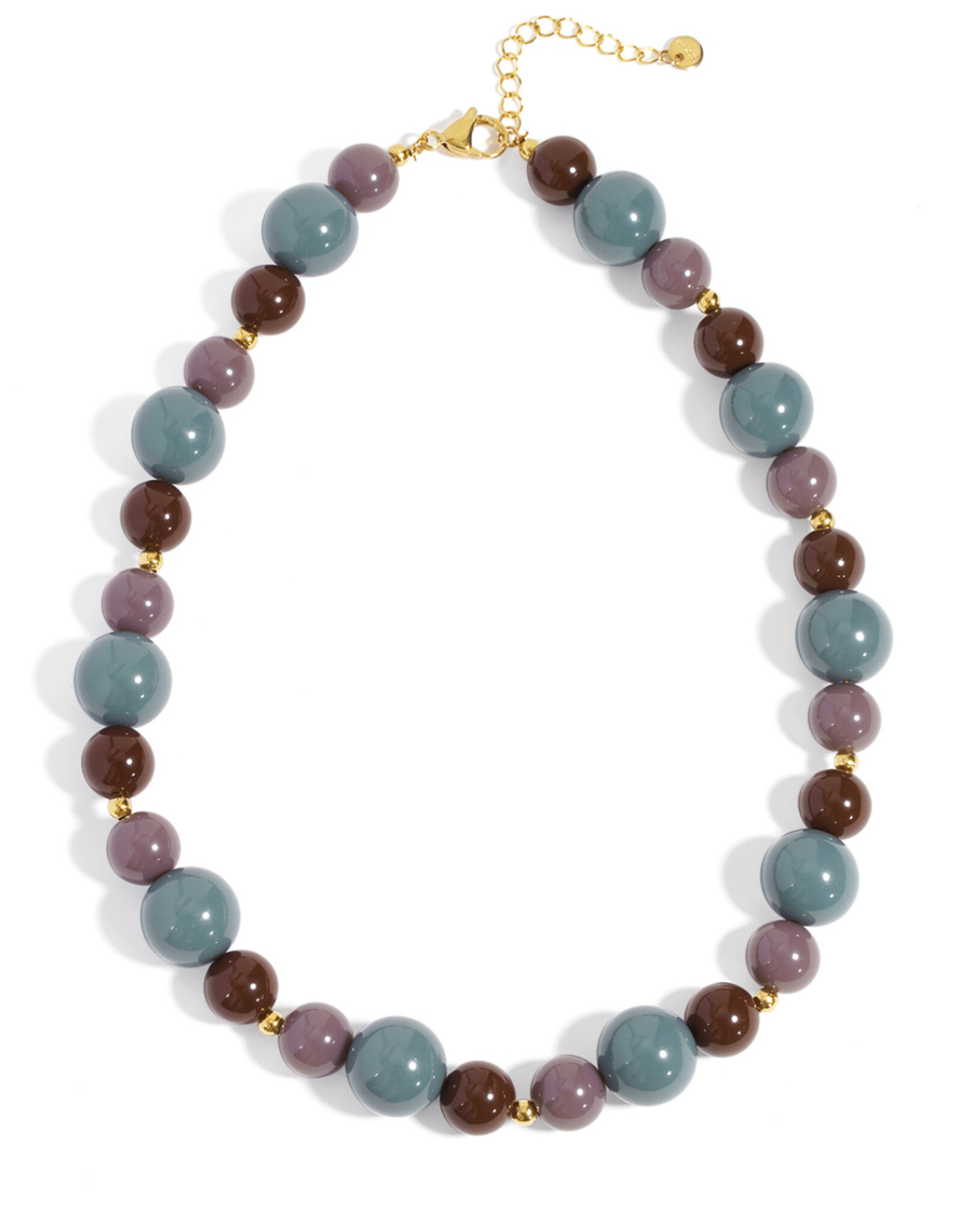 Ketting kralen blauw/bordeaux/paars