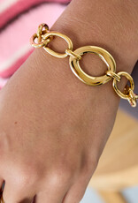 Armband brede schakel goud