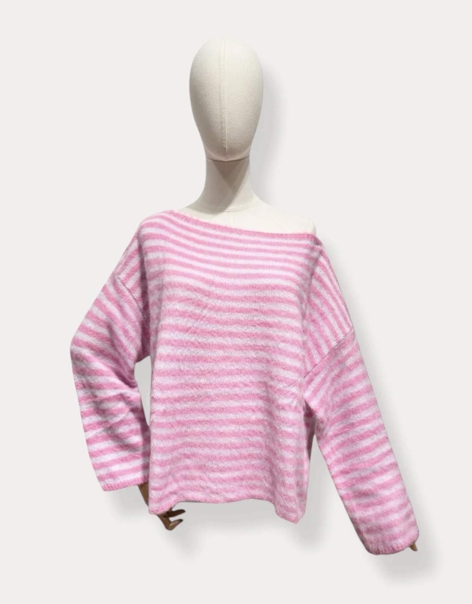 Pull oversized offshoulder roze