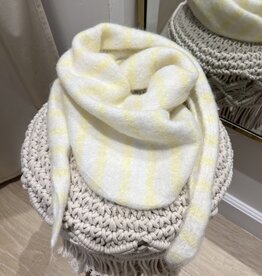 Sjaaltje driehoek gestreept ecru/geel