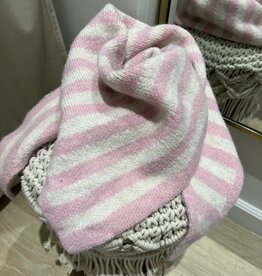 Sjaaltje driehoek gestreept ecru/roze