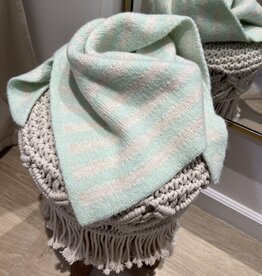 Sjaaltje driehoek gestreept ecru/mint