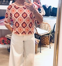 Crochet pull Isabeau rose/brique