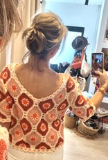 Crochet pull Isabeau rose/brique