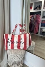 Zak "Dolce Vita" rood/ecru 30x40x15cm