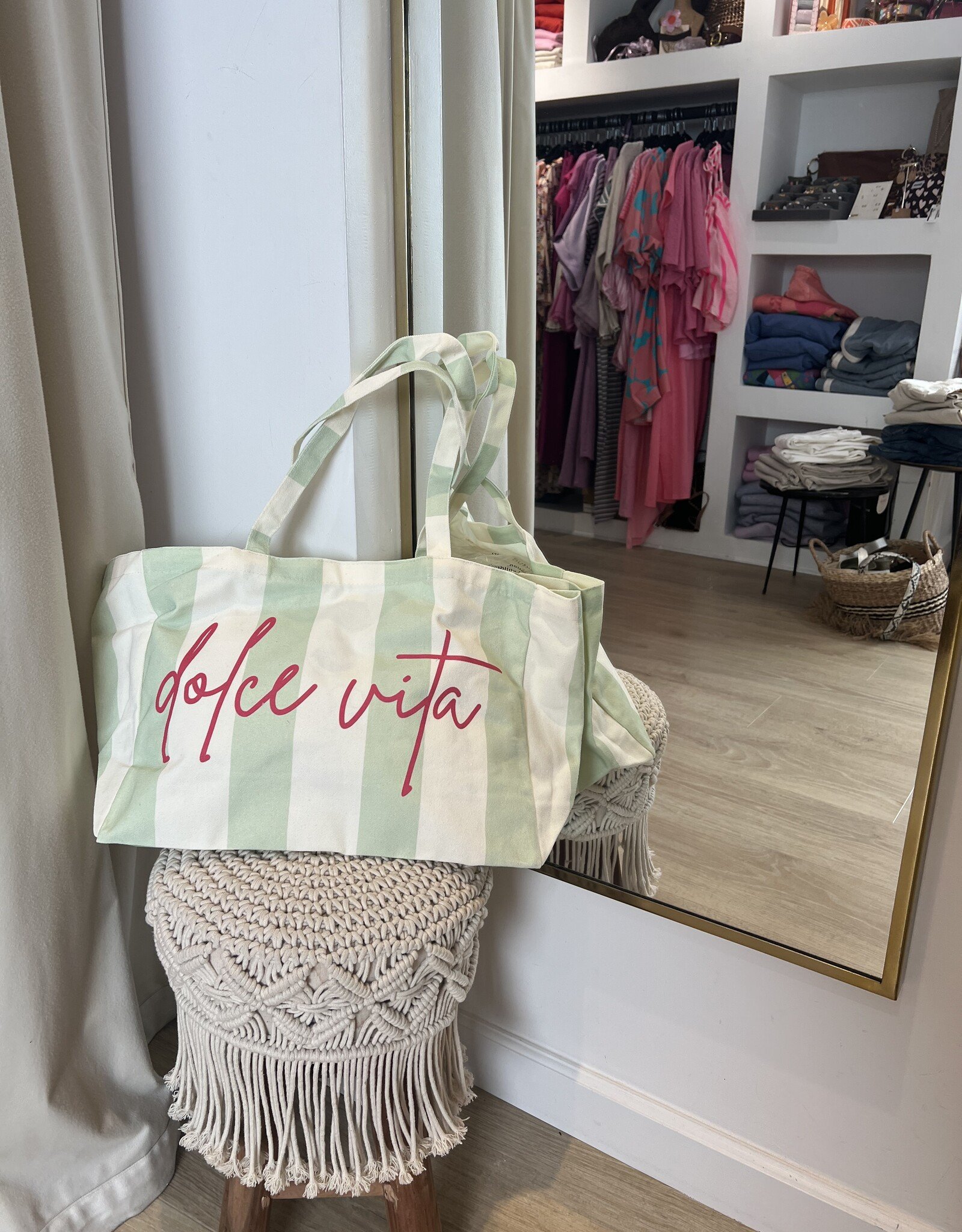 Zak "Dolce Vita" mint/ecru 30x40x15cm