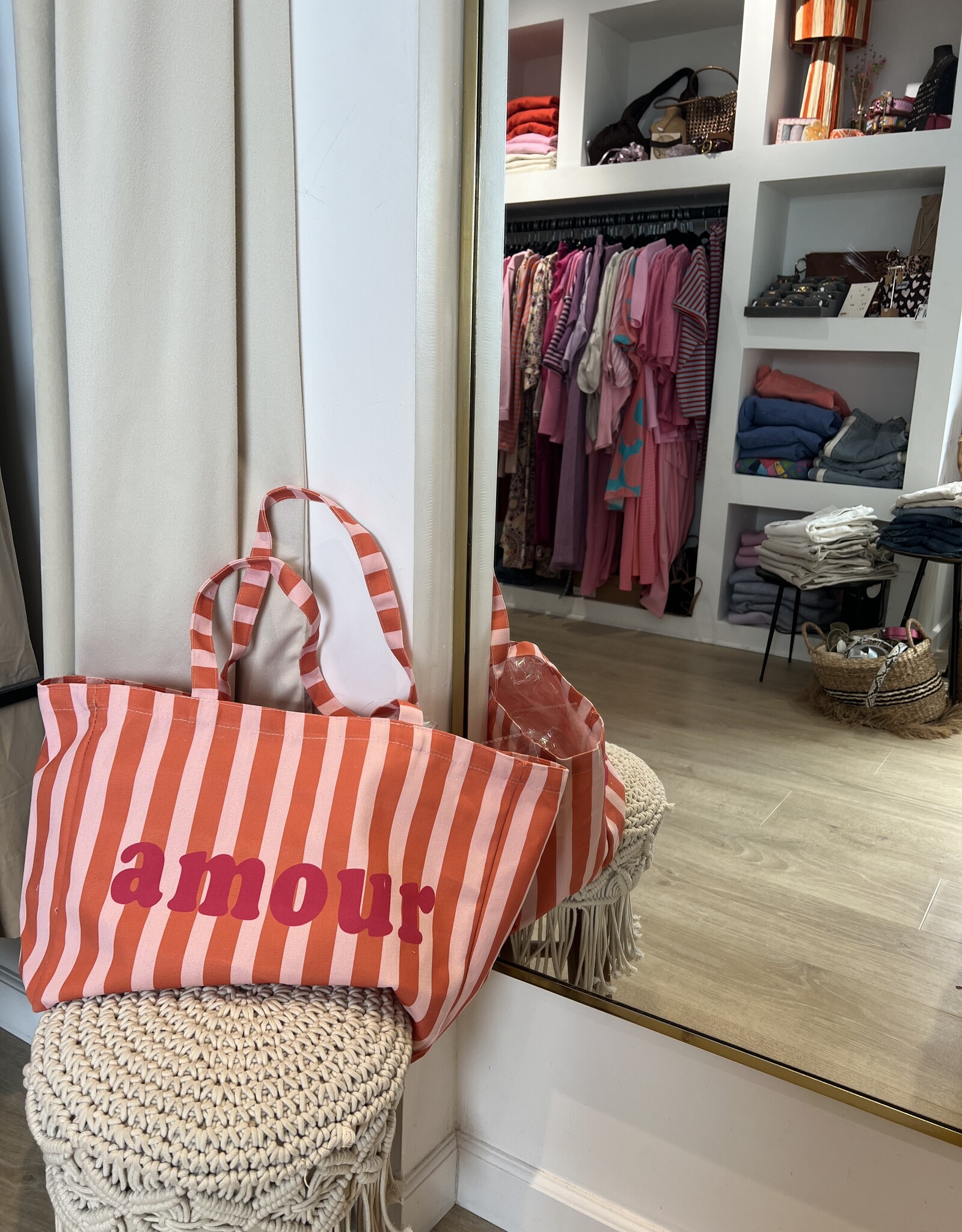 Zak "Amour" oranje/roze 30x40x15cm