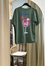 T-shirt Gin Tonic please groen