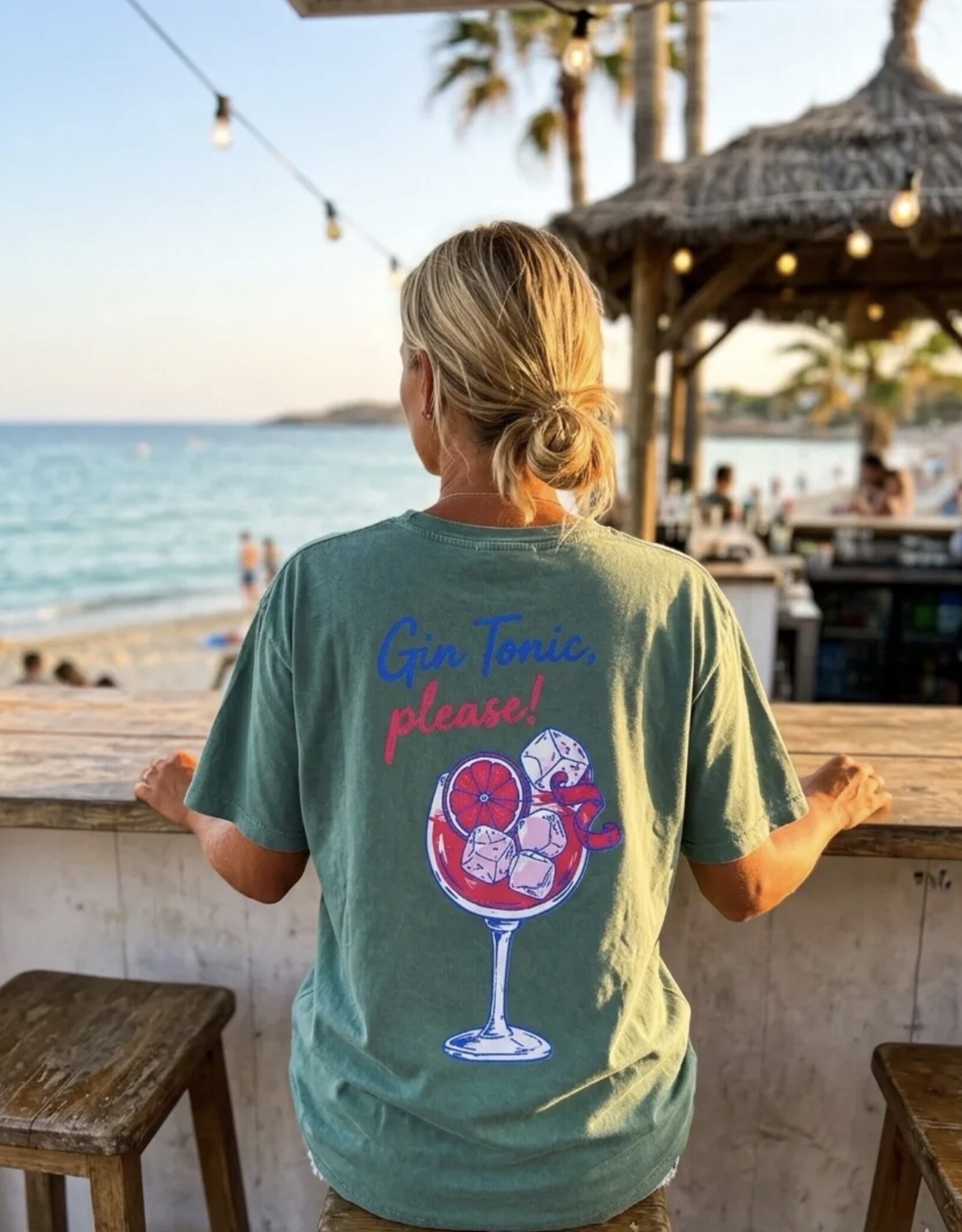 T-shirt Gin Tonic please groen