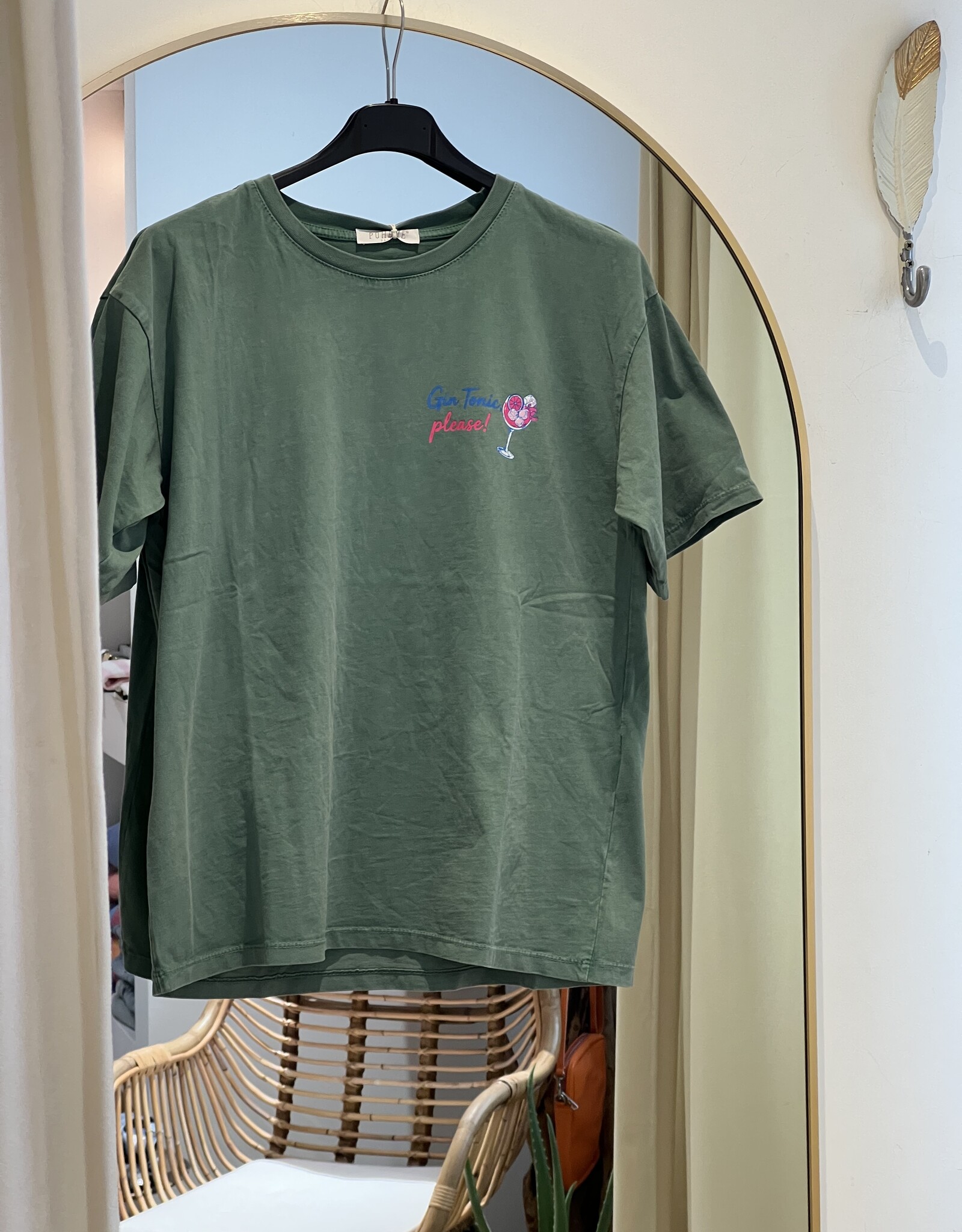 T-shirt Gin Tonic please groen