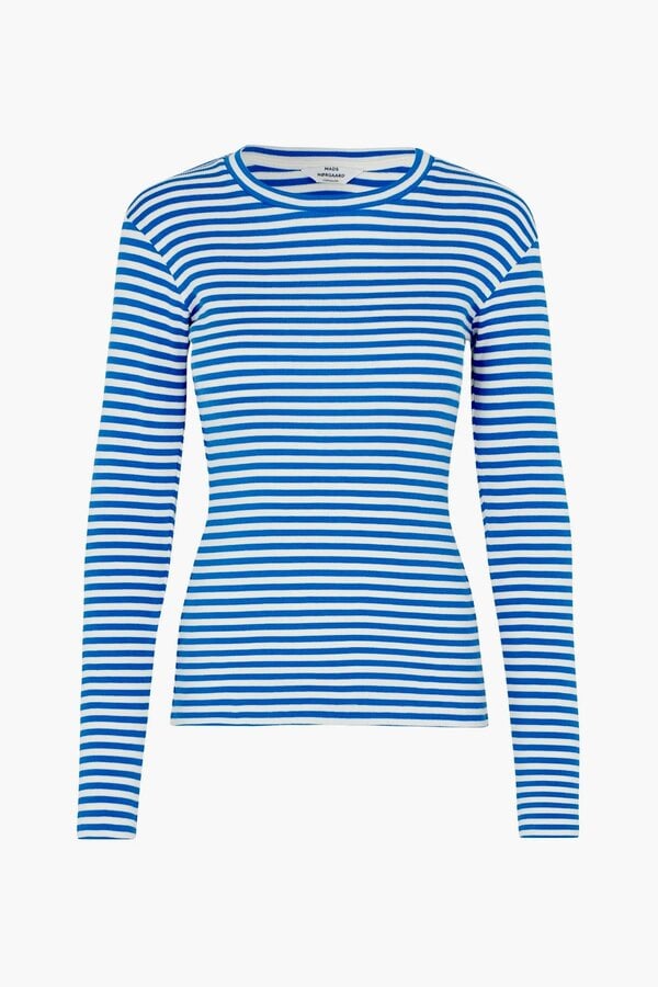 Mads Nørgaard | 2x2 Cotton Stripe Tuba Tee LS | Surf the Web / Vanilla