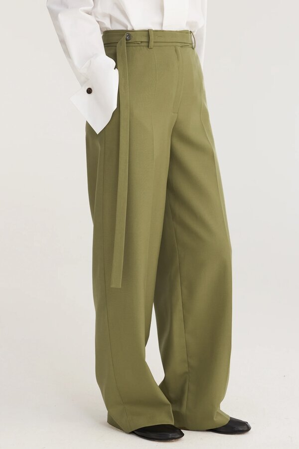 RÓHE | Belted Wide Leg Trousers 410-30-184 | Sage