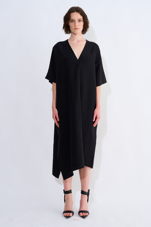 Christian Wijnants | Deebe Asymetric V-neck Dress | Black