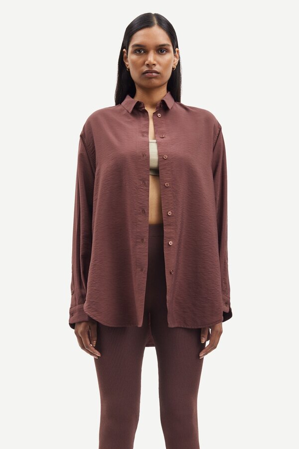 Samsøe Samsøe | Alfrida LS Shirt  - 14639 | Brown Stone