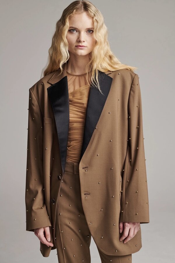 Frenken | Tux Oversized Studded Blazer | Camel