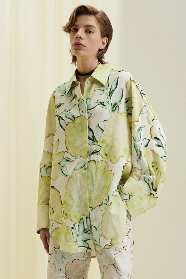 Christian Wijnants | Toriano Shirt | Yellow Green Peony Big