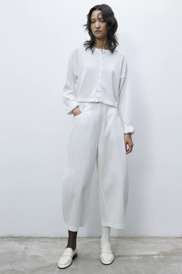 Cordera | Tubular Curved Pants | White