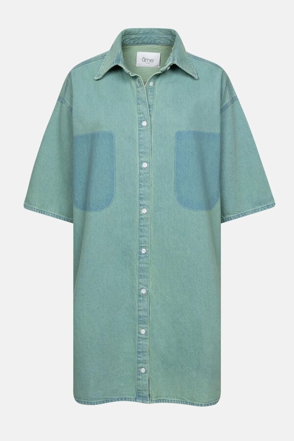 Âme | Julie Short Denim Dress | Green Denim