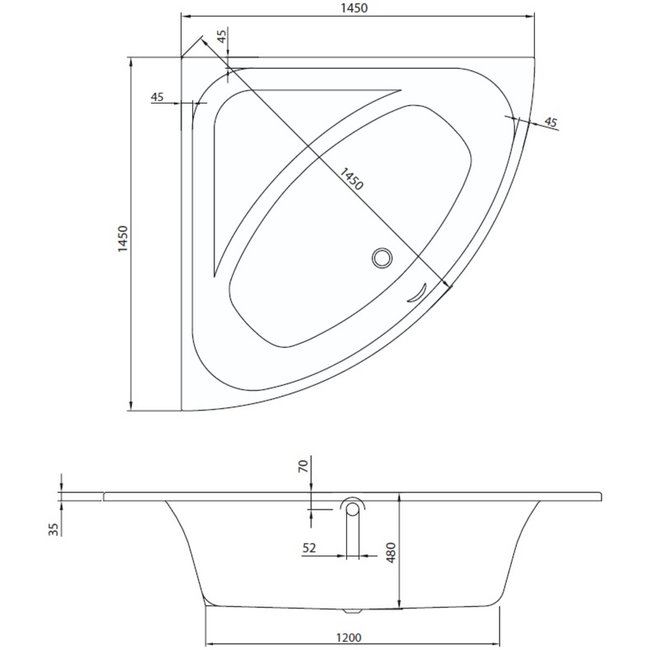 Villeroy & Boch O.Novo Design Whirlpool - Custom - Hoekbad - 145 x 145 cm
