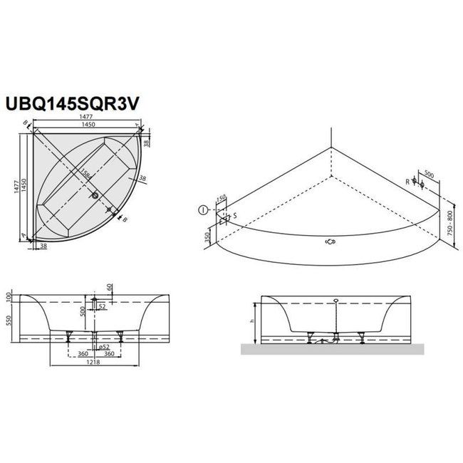 Villeroy & Boch Squaro Hoekbad - 145 x 145 cm