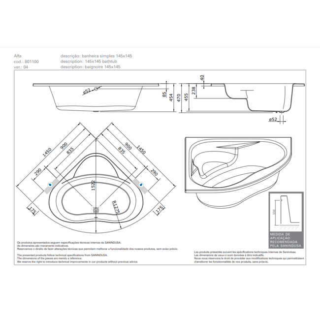 Aqualivo Alfa Whirlpool - Aero Systeem - Elektronisch - 145 x 145 cm