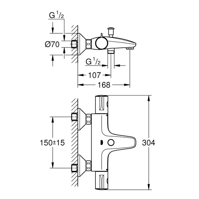 Grohtherm 800 thermostatische badmengkraan