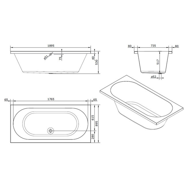Aqualivo Urby Whirlpool - Aero Systeem - Elektronisch - 190 x 90 cm