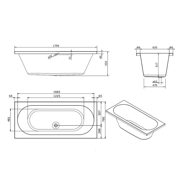 Urby Bubbelbad met Silent 3 Systeem 180x80 Wit