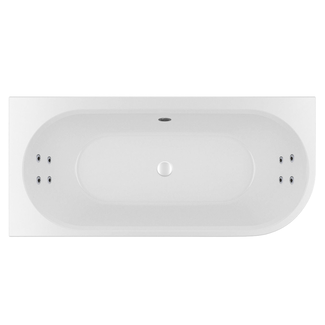 Wiesbaden Zenn Corner links half vrijstaand bubbelbad 170x75 cm watersysteem whirlpool 8 hydrojets elektrisch wit
