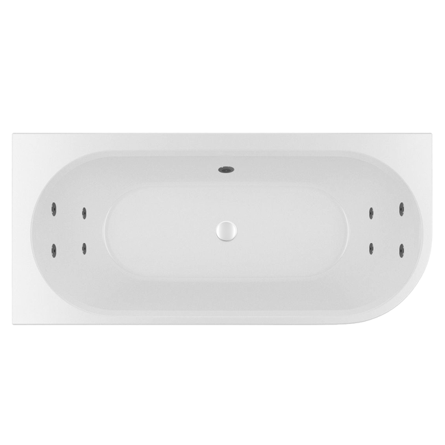 Wiesbaden Zenn Corner links half vrijstaand bubbelbad 170x75 cm watersysteem whirlpool 8 hydrojets elektrisch wit